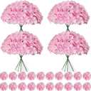 100 Pcs Faux Pink Hydrangea Artificial Flowers Bulk, Fake Silk Hydrangea Flowers Heads with Stems for Wedding Decorations Garden Party Baby Shower Porch Home Decor Table Centerpieces