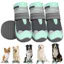 SlowTon Dog Shoes for Large Small Medium Dogs - Waterproof Dog Boots for Summer Hot Pavement, Paw Protector for Outdoor Walking Winter Snow, Anti-Slip Rubber Dog Booties for Hard Floor (Green Gray, 2 Width 1.8 inch for 21-30 lbs)