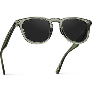 WearMe Pro WMP Eyewear  Mens Polarized Sport & Golf Sunglasses: Round Frame, Anti-Reflective Lenses, Non-Slip Nose Pads (Crystal Agave Green / Black Lens)