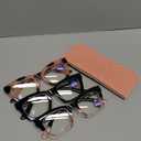 Hubeye 3 Pack Oprah Style Reading Glasses for Women Men Blue Light Blocking Computer Square Readers with Spring Hinge and Glasses pouch 1.00 (Black/Blackpink/Pink Leopard)