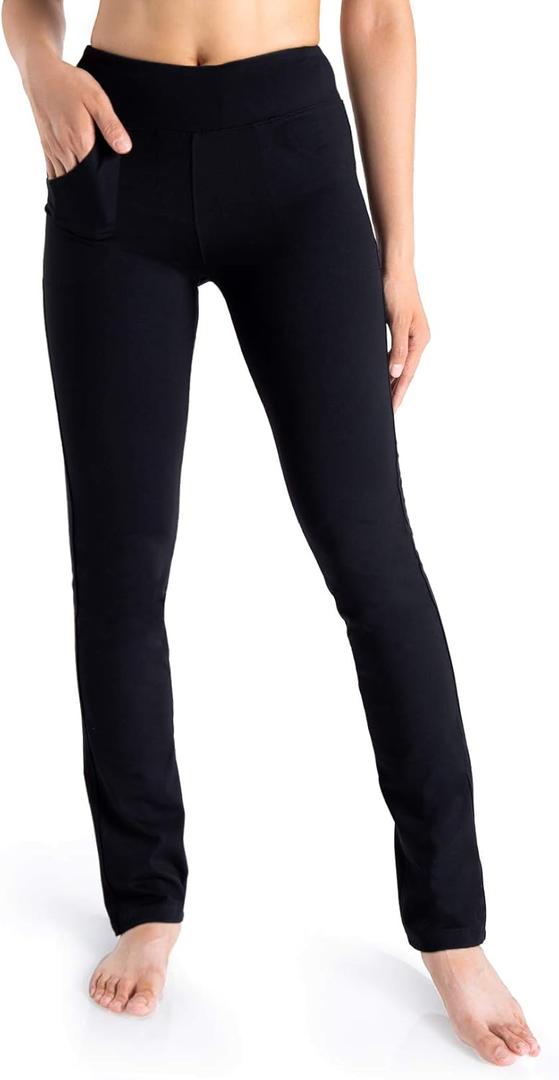 Yogipace Women's Petite/Regular/Tall 5 Pockets Straight Leg Yoga Dress Pants, Slim Fit Stretch Pants for Everyday & Casual (Medium/31" Inseam, Black)