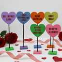 Galentines Day Decorations, 6PCS Galentines Day Decorations Wooden Heart Sign, Galentine's Day Wooden Table Signs for Tiered Tray, Table, Home, Mantel, Office, Be My Galentine, Valentines Day Decor