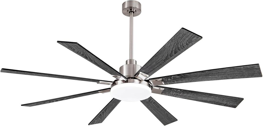 72 Large Ceiling Fans, Ceiling Fan with Remote Control and Wall Switch, 6-Speed Reversible Silent DC Motor, Dual Finish 8 Blades, Indoor/Outdoor Gray Contemporary Ceiling Fan for Living Room, Patio (Black)