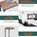 C-Shaped Side Table for Couch - Small Coffee Stand Sofa Tray Desk with Metal Frame and Waterproof Scratch Resistant, Modern End Accent for Living Room, Bedroom, Small Spaces, Rustic Walnut