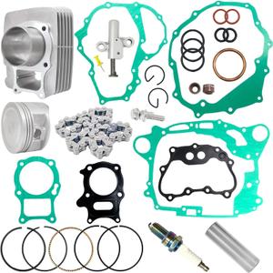 Cylinder Piston Ring Gasket Kit Compatible with ATV Recon 250 SporTrax 250 EX TRX250X 24, Top End Rebuild Kit Replacement for 12100-HN6-000
