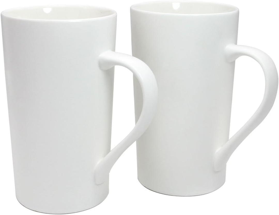 20 OZ Simple Pure White Mug (Set of 2) Plain Large Tall White Ceramic Milk Tea Coffee Mug with Handle as A Gift for Dad Mom Friends, 2pcs