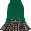 KYEESE Dog Sweater Thick Dog Sweaters for Small Dogs Male Stretchy Knitwear Pet Sweater Dress Warm Pullover Pet Coats Comfy Dogs Clothes with Bowtie Soft Turtleneck Cat Sweaters, Green, Medium