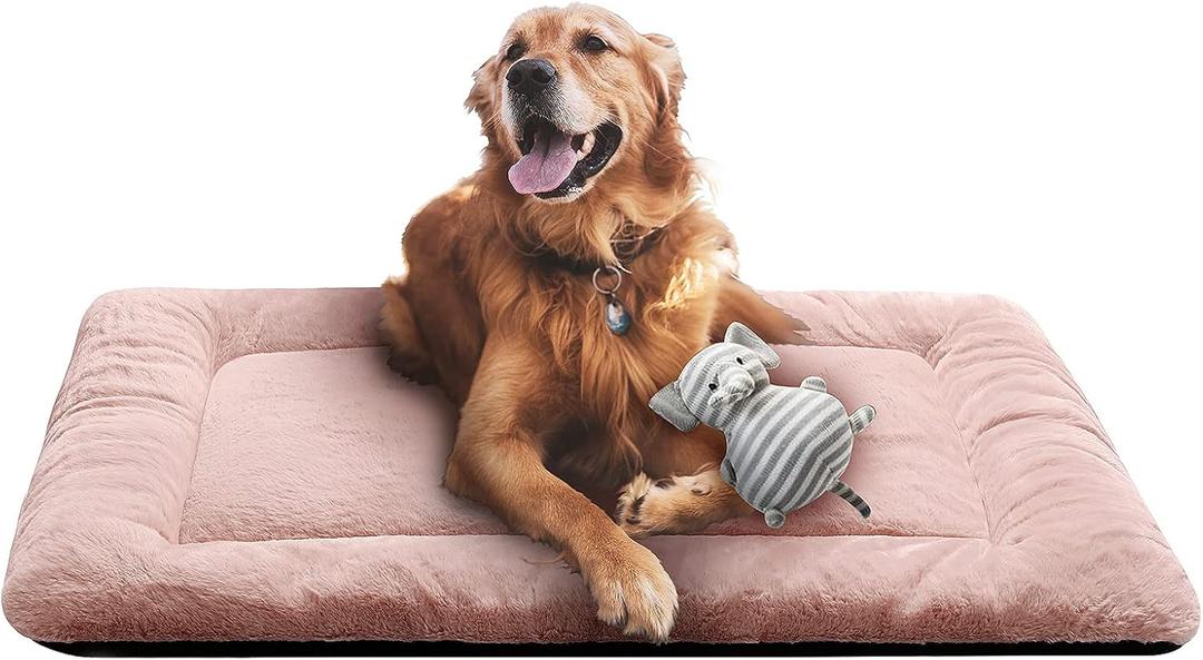 Dog Beds Crate Pad for Large Dogs Ultra Soft Dog Crate Bed Washable & Anti-Slip Kennel Pad for Dogs Cozy Sleeping Mat, Pink, 42 inch (42.0"L x 28.0"W x 1.0"Thick)