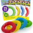 Superband Mosquito Repellent Bracelets for Adults & Kids - Pack of 25 - Long Lasting, Natural Bug and Insect Repellent Bracelet - Waterproof, Individually Wrapped, Deet-Free Bands - Multicolor