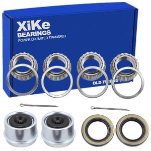 XiKe 2 Set Trailer Bearings Kit Fits for 1-1/16'' 2000-2200 Lbs Axles Trailer Wheel Hub, L44649/L44610 and 12192TB Seal OD 1.980'', Dust Cover and Cotter Pin, Rotary Quiet High Speed and Durable.