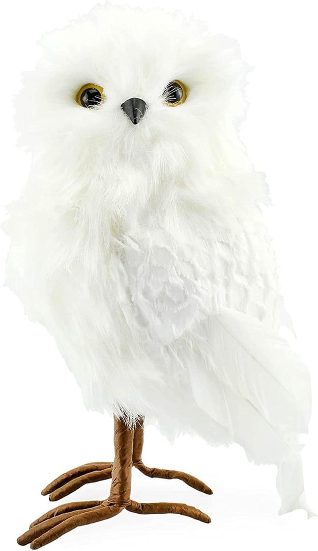 Decorae Fake Stuffed Owl Figure, 11-Inch Tall Bird for Craft, Halloween Prop or Christmas Tree Topper Use