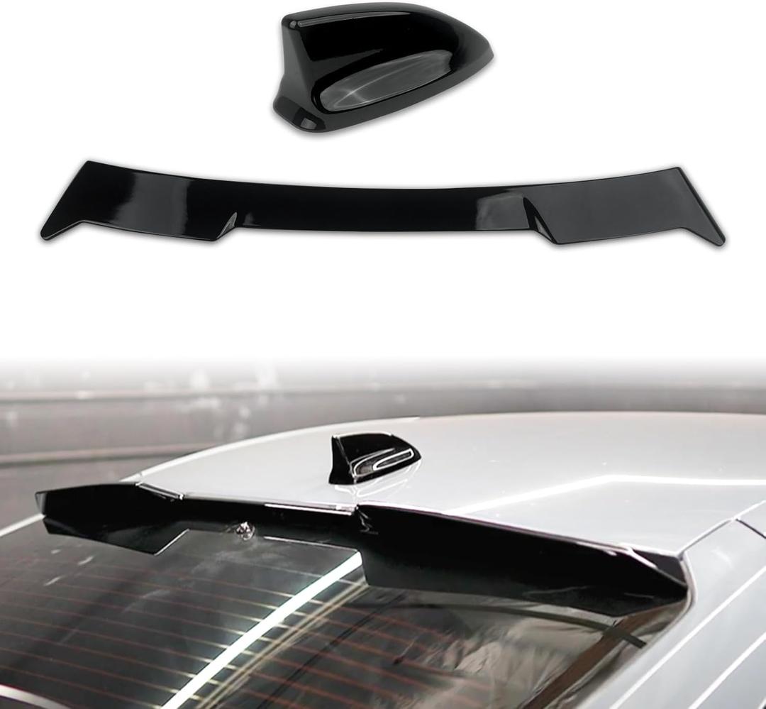 Rear Roof Spoiler Wing Compatible with Honda Civic 2022 2023 2024 2025 Hatchback Glossy Black,Vehicle Shark Fin Shape Cover,ABS Window Visor Spoiler Wing (2 pcs)