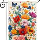 Spring Floral Garden Flag Colorful Flower Welcome Yard Outdoor Flag Double Sided 12x18 Inch