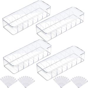 4Pcs Cord Organizer Box with Lids Plastic Cable Storage Box Clear Electronics Charger Organizer with Wire Ties for Home Office Desk Organizers and Accessories