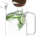 WHOLE HOUSEWARES Glass Pitcher with Lid and Handle - Stylish Container for Mocktails & Cocktails - Airtight Cork Stopper Ball Lid - Transparent Jug with Metal Filter - Ideal for Cold Beverages - 25 oz (Transparent (25oz))