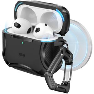 ESR for AirPods 4 Case, Compatible with AirPods 4th Generation Case (2024), Compatible with MagSafe, Powerful Drop Protection, Magnetic Lid, Cyber Series, Black