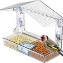 Yieach Acrylic Window Bird Feeders with Strong Suction Cups for Cats,Kid and Birds Lovers Gifts,Clear Bird Feeder for Window Viewing,Large Window Mount Birdfeeder,Birds House for Outdoors,Balcony