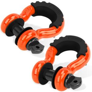 LIBERRWAY Shackles 3/4" (2 Pack) D Ring Shackle Rugged Off Road Shackles 28.5 Ton (57,000 lbs) Maximum Break Strength with 7/8'' Pin Heavy Duty D Ring for Vehicle Recovery, Orange