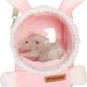 Sugar Glider Bonding Pouch Bonding Pouch Carry for Rat Syrian Hamster Hedgehog Small Pocket Pets, Gerbil Travel Bag Cute Bunny-Shaped Outing Bag with Large Transparent WindowPink