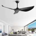 Sofucor Ceiling Fan no Lights, 52 Inch Mordern Black Ceiling Fan Without Light with Remote for Indoor Farmhouse Bedroom Living Room Outdoor Patio Porch, Reversible DC Motor