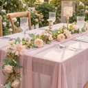 2 Pcs 11.2 ft Artificial Flower Garland with Lights Faux Floral Greenery Garlands Pink Peony Floral Garland Fake Flowers for Wedding Arch Party Tables Backdrop Decor