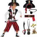 Morph Pirate Costume For Kids - Boys Pirate Outfit - Fun Dress Up Costume For Halloween, Parties, Role Play (10-12 Years, Red)