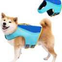 Tuff Pupper Dog Life Jacket | High Buoyancy Dog Swim Vest with Rescue Handle | Adjustable Secure Fit | Reflective Safety Trim | Pet Flotation Jacket for Swimming Boating Kayaking (Blue/Yellow, M)