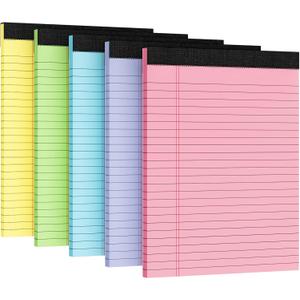 5pcs Legal Pads 8.5 x 11, Notepads 8.5 x 11 Inch,30 Sheets/Pack, Color Note Pads Clear Print Writing Pads of Paper, Memo Pads , Perforate Legal Notepads Paper , Wide Ruled Lined with Sturdy Back (Pink/Purple/Blue/Green/Yellow)