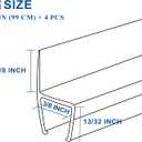 Frameless Shower Door Seal Strip 4 Pack x 39 Inch H for 3/8" Thick Glass Shower Door Side Seal Strip Bottom Seal Door Sweep, Ultra Clear Polycarbonate Stop Showers Leaks Create A Water Barrier