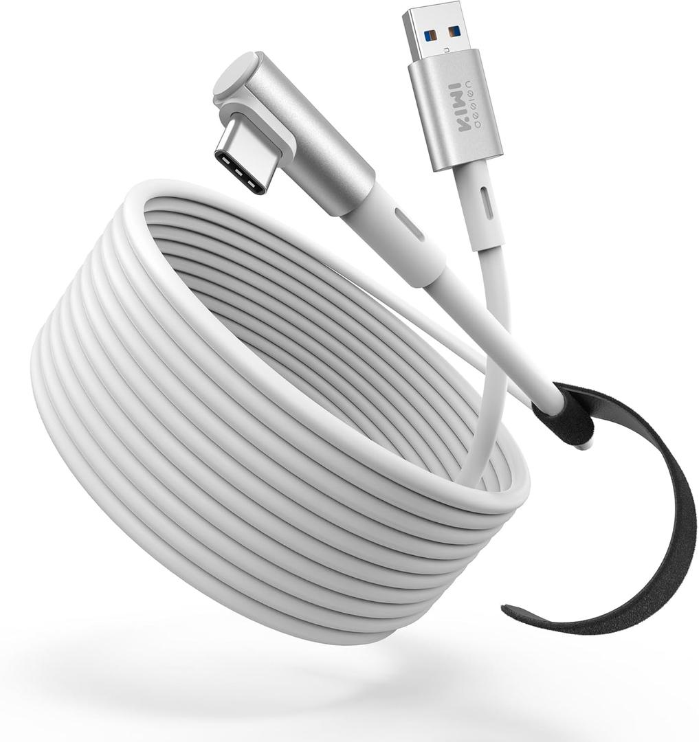 KIWI design 16FT Link Cable Compatible with Oculus/Meta Quest 3S Accessories, and Quest 3/2/Pro/Pico 4, USB 3.0 to USB C Link Cable with 5Gbps Super Speed (White)