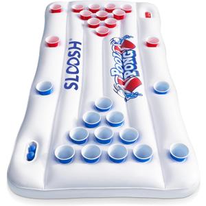 SLOOSH Pool Toys Games Set - Pong Toss Game Water Toys for Adults Kids Family Games, Inflatable Floats Lounge Raft Floating Swimming Pool Accessories 6x3 FT Table with 10 Pong Balls for Parties