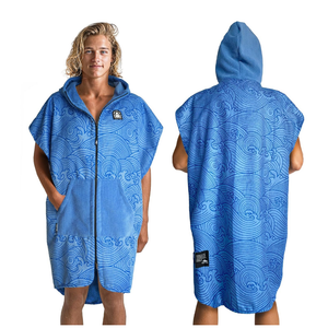 Pilotfish Surf Poncho Changing Robe Towel - Hooded, Zippered Towel Poncho for Beach, Surfing, Swimming | 2 Front Pockets, Machine Washable, (Blue Waves, M) Pilotfish Surf Poncho Changing Robe Towel - Hooded, Zippered Towel Poncho for Beach, Surfing, Swimming | 2 Front Pockets, Machine Washable, (Blue Waves, M)