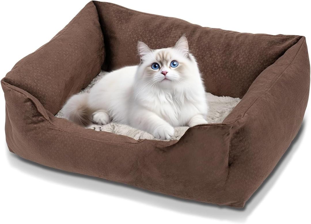 Dog Bed for Small and Mini Medium Dog,Cat Beds for Indoor Cats,Pet Bed for Puppy (Brown, Small)