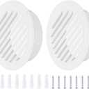PATIKIL 7" Round Air Vent Cover, 2pcs Stainless Steel Louvered Wall Inlet Outlet Grill Screen Mesh Ducting Soffit Vent with Screws for Ventilation, White