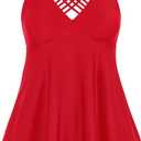 Aqua Eve Plus Size Swimsuits with Shorts Two Piece Tankini for Women Flowy Bathing Suits Athletic Swimwear (Red, XXL)