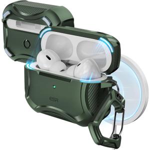 ESR for AirPods Pro 2nd Generation Case, Compatible with Airpods Pro Case 2nd/1st Gen (2023/2022/2019), Compatible with MagSafe, Powerful Drop Protection, Magnetic Lid, Green