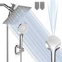 Airlex Shower Head Rain Shower Head with Handheld Spary, High Pressure Rainfall Showerhead and 4 Modes Handheld Shower Heads Built-in Power Wash with 71 Inch Stainless Steel Hose, 8'' Sliver