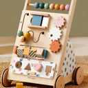 Tiny Land Wooden Baby Walker with Activity Center, Montessori Push Walker