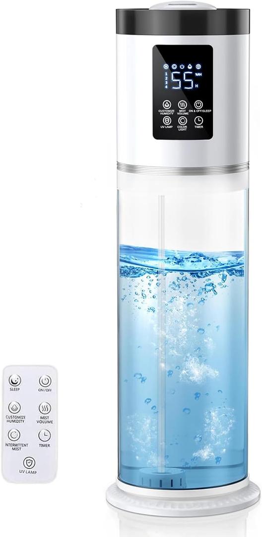 8L/2.1Gal Humidifiers for Bedroom Large Room with Clear Tank, 7-Color Light, 36dB Ultrasonic Cool Mist Humidifiers with Humidistat, Essential Oil Tray Top Fill Humidifier for Home Bedroom Office