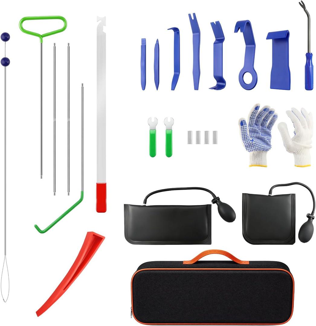 Car Lockout Kit 22pcs, Car Repair Tool Kit with 64-inch Long Reach Tool