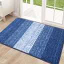 Kitinjoy Indoor Outdoor Door Mat, 32x20 Non-Slip Absorbent Dirt Trapper, Low-Profile Washable Inside Entrance Front Floor Mat, Sturdy Soft Entry Doormats for Entryway, Navy Blue