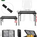 3ft Folding Table with Adjustable Height, Camping Table with Carry Handle, Metal Mesh Table ,Portable Grill Table for Camping, Tailgating, BBQ, Picnic & Indoor, Fits 36 People, Supports 66lb, Black