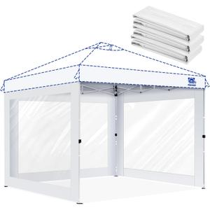 FANPAT 3Pcs Clear Canopy Sidewalls for 10x10 Pop Up Tent, Transparent Window Curtain Cloth, 8 Mil PVC Enclosure Fabric with Zipper, White (Not Including Frame and the top,Sidewalls ONLY)