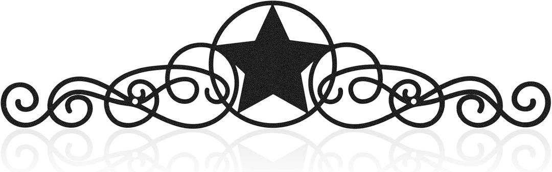 LEIFIDE Metal Star Wall Decor Black Scroll Star Rustic Country Decorations for Home Western Decorative Wall Art for Outdoor, 15.75 x 3.54 Inches