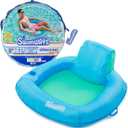 SwimWays Spring Float Premium SunSeat Pool Chairs, Inflatable Pool Floats Adult with Fast Inflation for Ages 15 & Up, Sky Blue