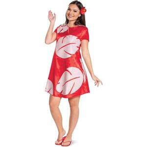Disguise womens Lilo Costume for Women, Official Adult Lilo and Stitch Costume Dress and Flower Hairclip (Red, S)