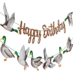 Mallard Duck Happy Birthday Banners Duck Hunting Birthday Decorations Mallard Duck Birthday Party Banners for Hunting Theme Party Decor Baby Shower Supplies