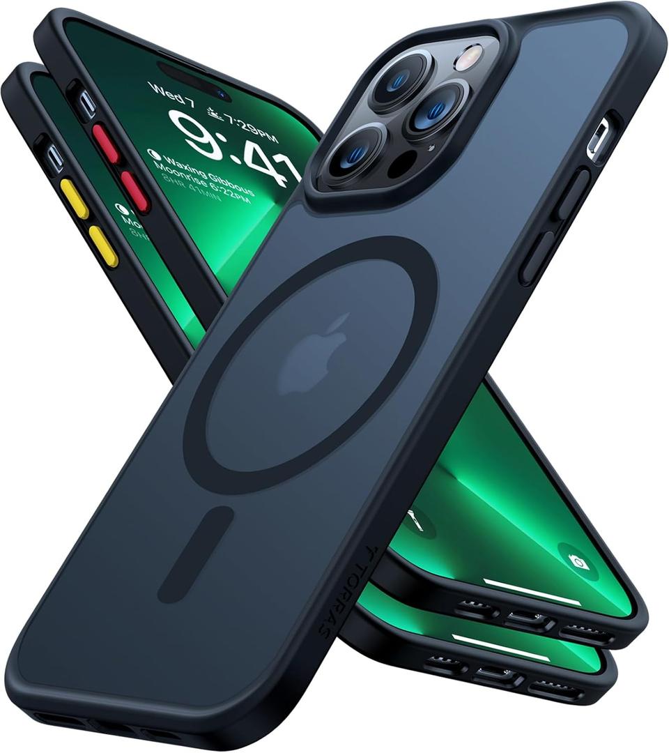 TORRAS Magnetic Guardian Designed for iPhone 14 Pro Max Case [Military Grade Drop Tested] [Compatible with MagSafe] Slim Translucent Matte Case for iPhone 14 Pro Max Phone Case 6.7", Mystic Black