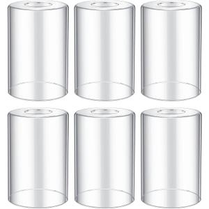 Teenyyou 6 Pcs Clear Glossy Glass Shade Replacements for Pendant Light Fixtures Glass Lamp Shade Cover, 1-5/8 Inch Fitter E26 Base, 4"w x 6"h, Replacement Lamp Globe for Chandelier Wall Sconce