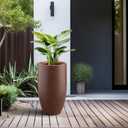 Kante 24 Inch Tall Round Concrete Planter, Large Indoor Outdoor Plant Pots with Drainage Hole and Rubber Plug, Modern Decorative Garden Pots for Home Patio Porch, Rusty